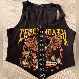 Fashion Nova Black Graphic Crop Tank Top